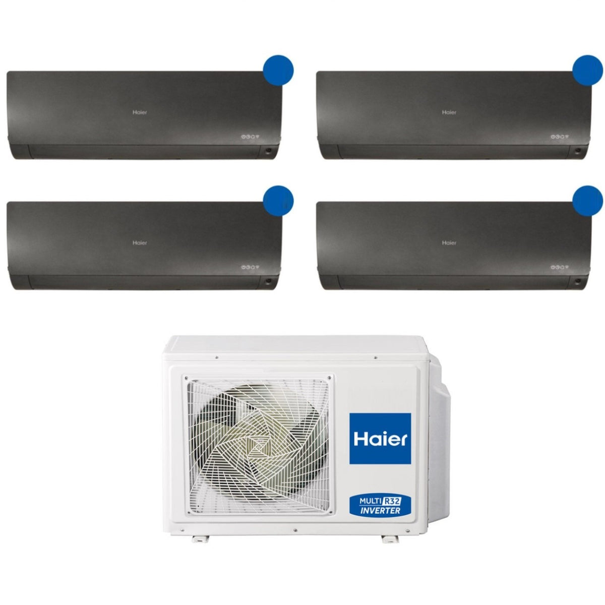 climatizzatore condizionatore quadri split inverter haier serie flexis black nero 7000_7000_9000_9000 btu con 4u85s2sr2fa wifi integrato r 32 7_7_9_9 novita 12701