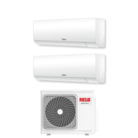 climatizzatore condizionatore riello inverter dual split aaria plus 12000_12000 btu r 32 con aaria multi 250 p 12_12 a__ a_ wi fi optional