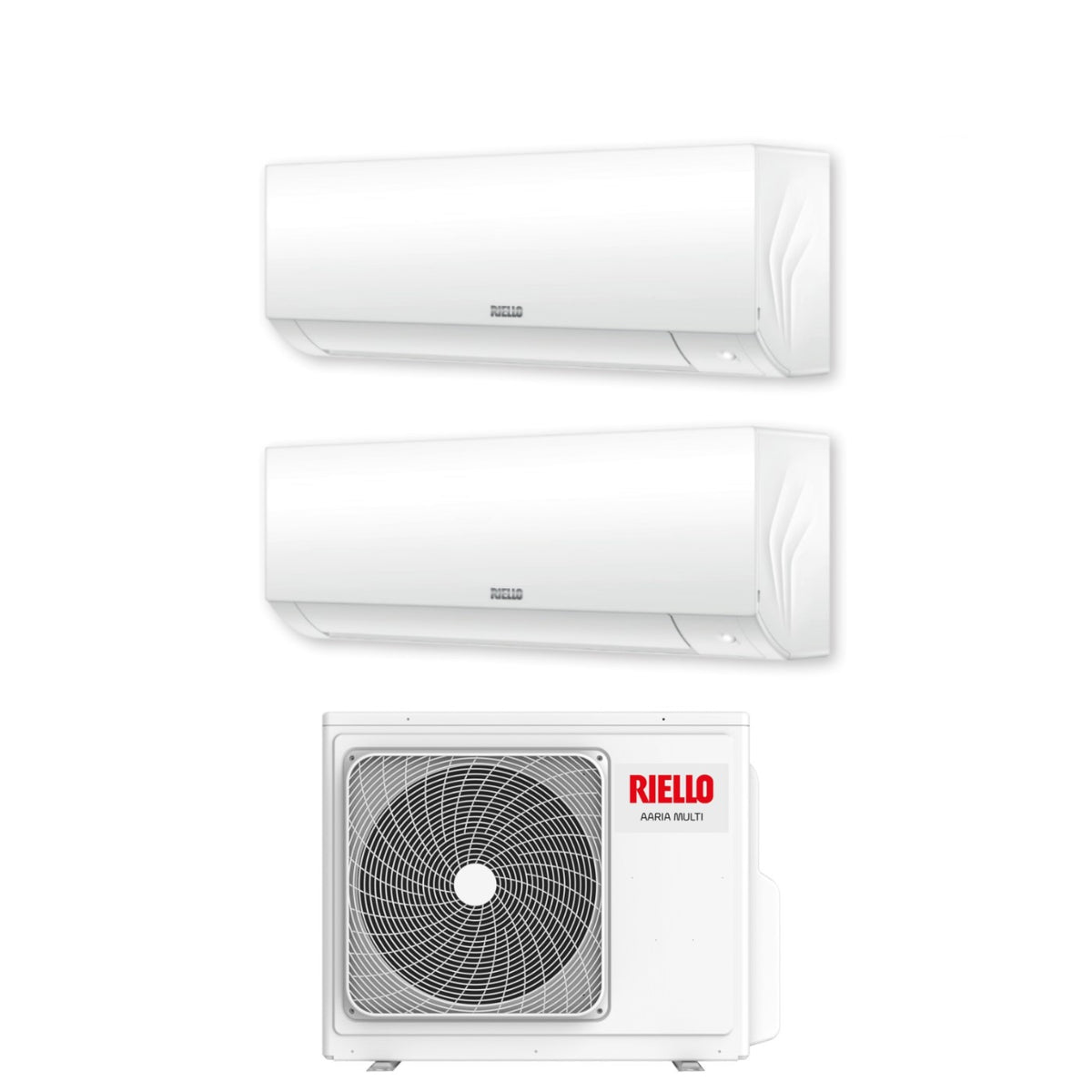climatizzatore condizionatore riello inverter dual split aaria plus 9000_12000 btu r 32 con aaria multi 250 p 9_12 a__ a_ wi fi optional