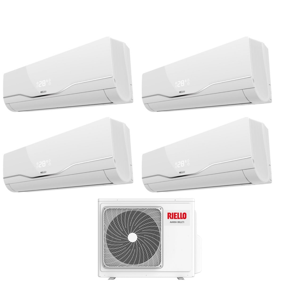 climatizzatore condizionatore riello quadri split inverter serie aaria plus 7_7_7_9 con aaria multi 485 p r 32 wi fi optional 7000_7000_7000_9000