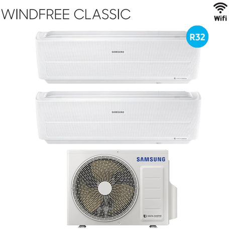 climatizzatore condizionatore samsung dual split inverter serie windfree classic 9_9 con aj050ncj r 32 wi fi 9000_9000 new 2018
