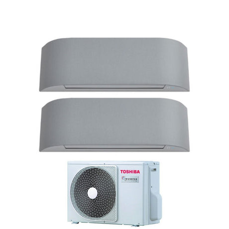 climatizzatore condizionatore toshiba dual split inverter serie haori 13_16 12_15 con ras 3m26u2avg e r 32 wi fi integrato 13000_16000 12000_15000 colore grigio chiaro