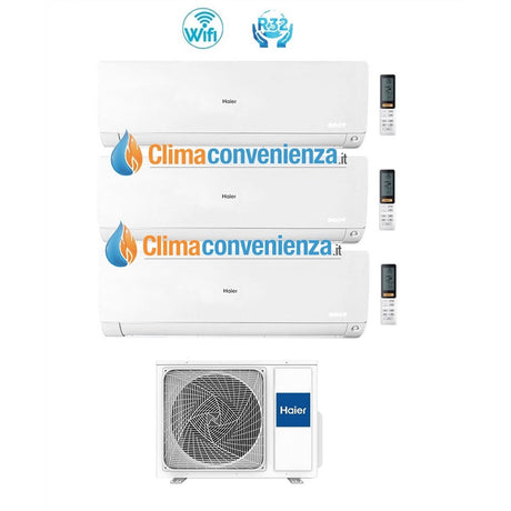 climatizzatore condizionatore trial split inverter haier serie flexis white 7000_7000_7000 btu con 3u55s2sr2fa r 32 wi fi 7_7_7 novita 6201