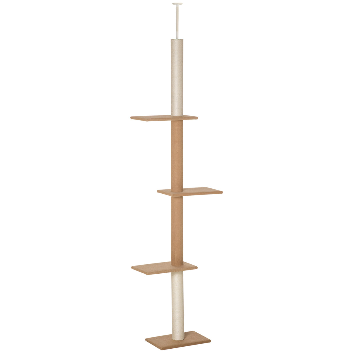 easycomfort easycomfort albero tiragraffi per gatti a 4 livelli con altezza regolabile marrone 43x27x228 260cm