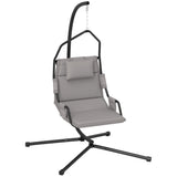 easycomfort easycomfort amaca a dondolo imbottita con cuscino gancio e catena in acciaio e poliestere 118x98x192 cm grigio e nero