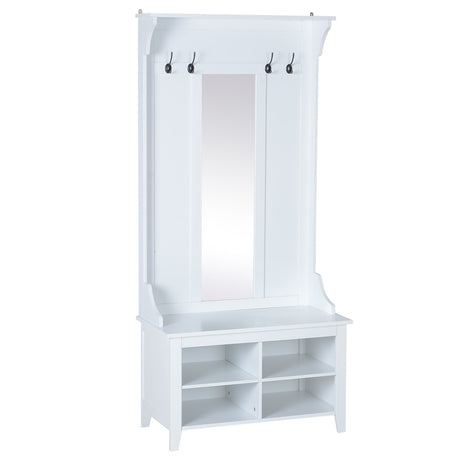 easycomfort easycomfort appendiabiti attaccapanni da terra con specchio scarpiera 4 ganci legno 80x40x170cm bianco ean 8054144139418