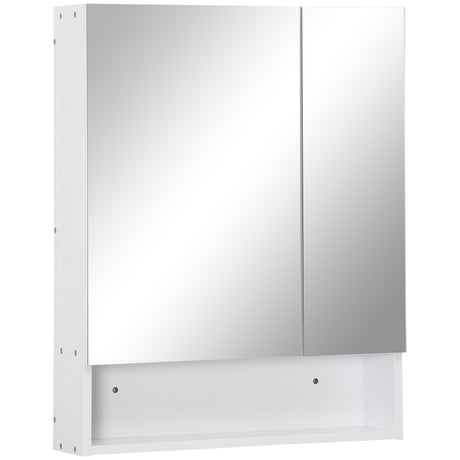 easycomfort easycomfort armadietto a specchio rettangolare montato a parete con credenze e ripiano regolabile in mdf e vetro 60x15x75cm bianco