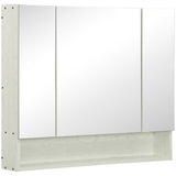 easycomfort easycomfort armadietto con specchio a 4 sezioni con ripiani regolabili specchiera bagno in legno e vetro 90x15x75 cm bianco