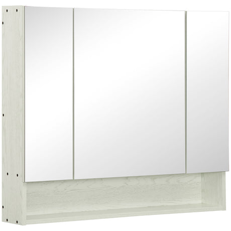 easycomfort easycomfort armadietto con specchio a 4 sezioni con ripiani regolabili specchiera bagno in legno e vetro 90x15x75 cm bianco