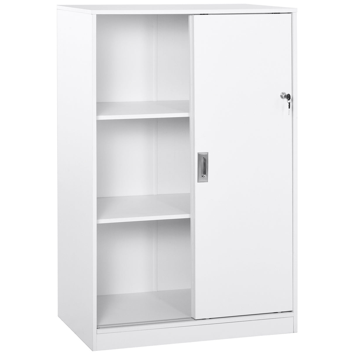 easycomfort easycomfort armadietto da ufficio a 3 ripiani con 2 chiavi di sicurezza in truciolato 80x40x120 cm bianco