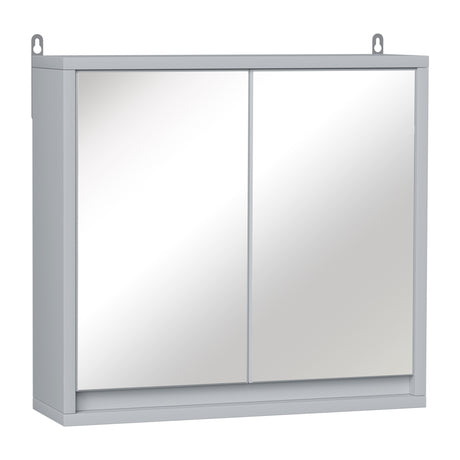 easycomfort easycomfort armadietto doppia porta a vetro con ripiano regolabile da bagno da parete legno 48x14 5x45cm grigio ean 8054111845229