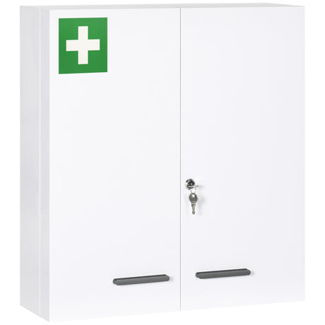 easycomfort easycomfort armadietto medicinali a 6 ripiani con serratura e 2 chiavi in acciaio 55x18x60 cm bianco