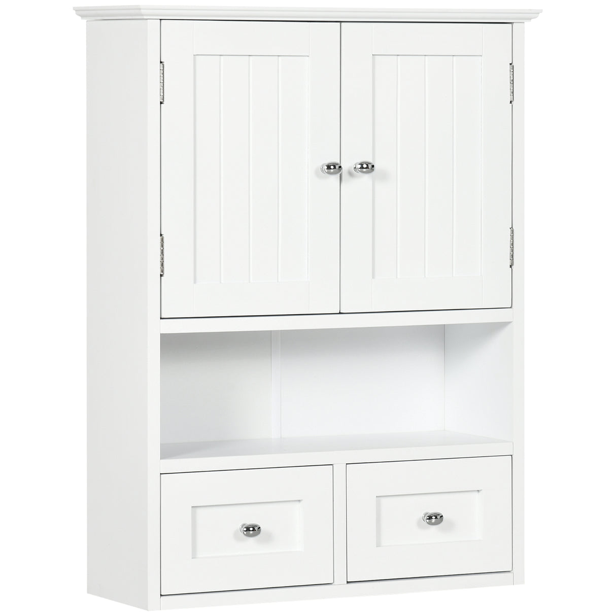 easycomfort easycomfort armadietto pensile bagno a 2 ante con ripiano aperto e 2 cassetti in legno bianco