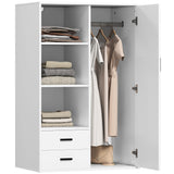 easycomfort easycomfort armadio moderno con 2 cassetti ripiani aperti e vano appendiabiti 80x50x124 cm bianco