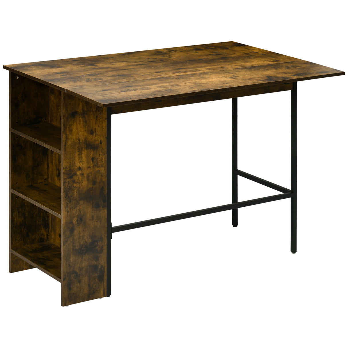 easycomfort easycomfort bancone bar pieghevole stile industriale con scaffale a 3 ripiani 120x76x91 4cm