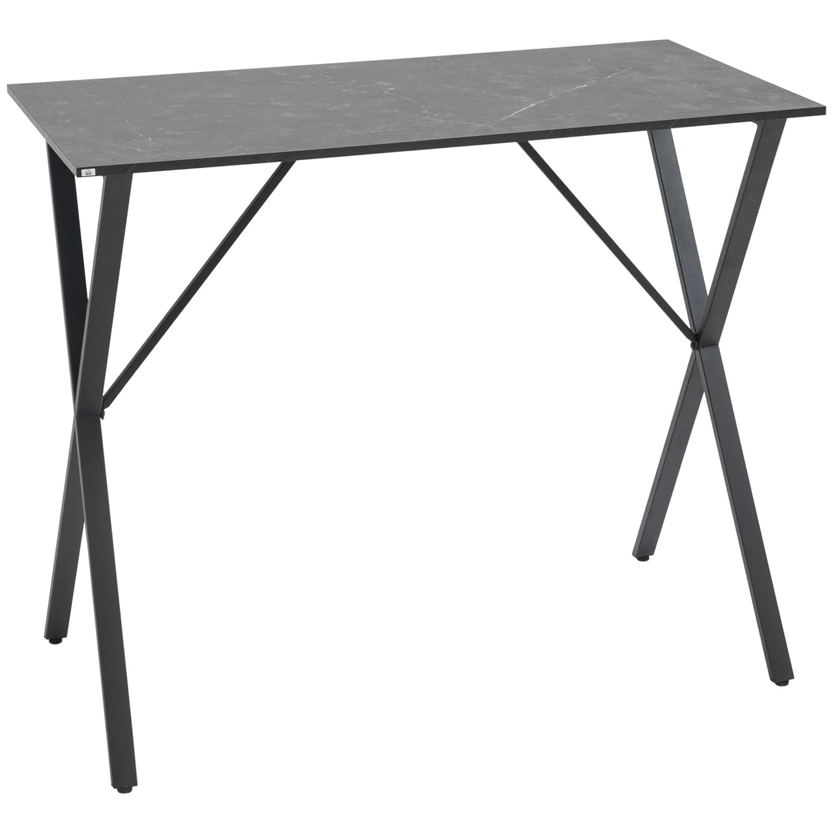 easycomfort easycomfort bancone bar tavolo alto stile industriale effetto marmo legno e acciaio 120x60x102 cm nero