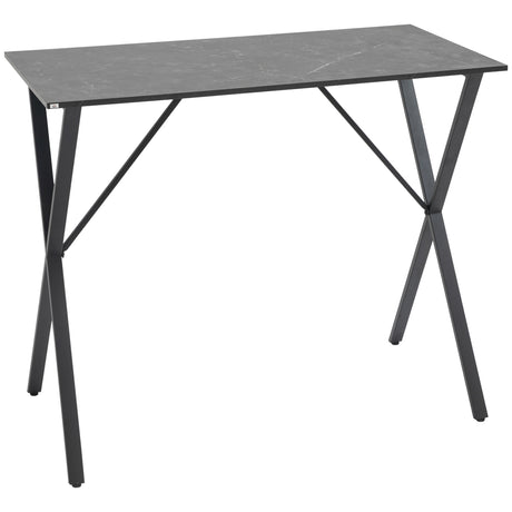 easycomfort easycomfort bancone bar tavolo alto stile industriale effetto marmo legno e acciaio 120x60x102 cm nero