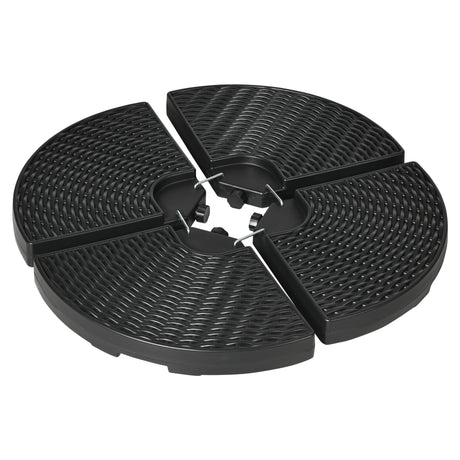 easycomfort easycomfort base per ombrellone a braccio da 4 pezzi in hdpe riempibili con acqua e sabbia 100x8 cm nero