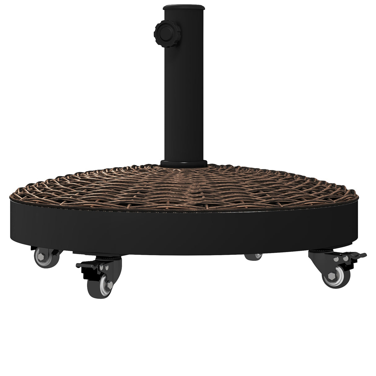 easycomfort easycomfort base per ombrellone da giardino rotonda a 4 ruote con freni in acciaio e resina 52x41 cm bronzo e nero