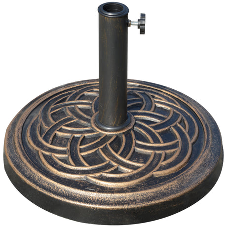 easycomfort easycomfort base per ombrellone rotonda da 12kg in resina con decorazione per pali da 38mm e 48mm 45x33cm bronzo