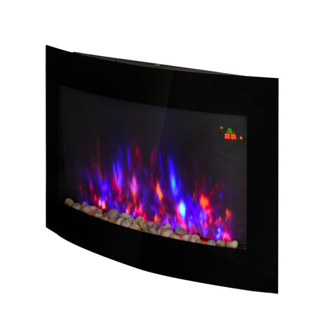 easycomfort easycomfort caminetto elettrico da parete con effetto fiamma colorato con telecomando in acciaio inox e vetro 65x11 4x52 cm nero ean 8054144139715