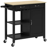 easycomfort easycomfort carrello cucina classico con cassetti ruote e armadietto 2 ante salvaspazio 89x40x84cm nero