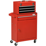 easycomfort easycomfort carrello porta attrezzi 2 in 1 con cassetta rimovibile e armadietto con chiave in acciaio rosso