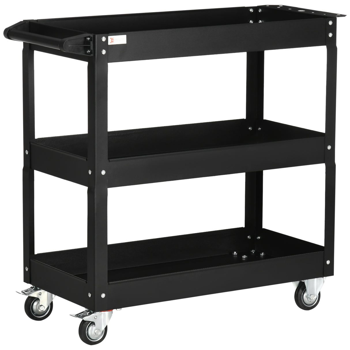 easycomfort easycomfort carrello porta attrezzi a 3 livelli in acciaio con bordi alti e 4 ruote girevoli 83x35 3x76 cm nero