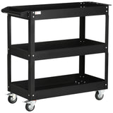 easycomfort easycomfort carrello porta attrezzi a 3 livelli in acciaio con bordi alti e 4 ruote girevoli 83x35 3x76 cm nero