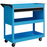 easycomfort easycomfort carrello porta attrezzi con manico laterale cassetto e 3 ripiani in acciaio 82x35x76 cm blu