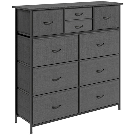 easycomfort easycomfort cassettiera 10 cassetti moderna in tessuto non tessuto acciaio e mdf 100x30x100 cm nera