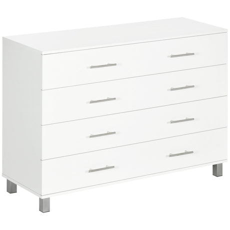 easycomfort easycomfort cassettiera 4 cassetti per camera da letto in legno con maniglie in metallo bianco