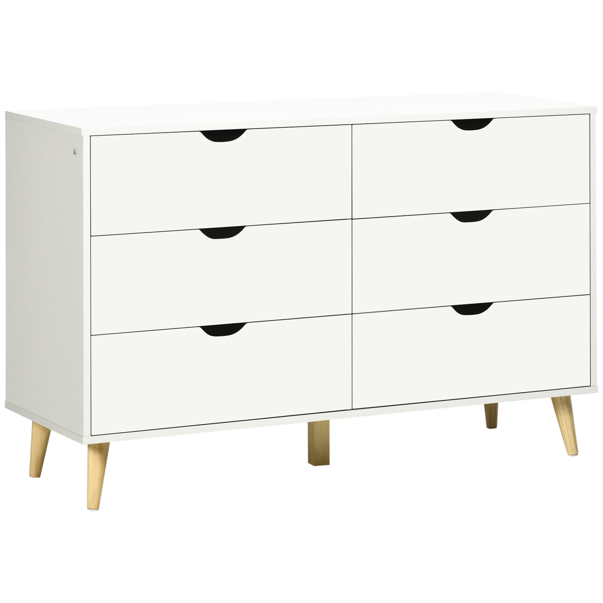 easycomfort easycomfort cassettiera 6 cassetti con maniglie laminate in legno di pino 120x40x76 cm bianca e color legno
