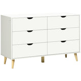 easycomfort easycomfort cassettiera 6 cassetti con maniglie laminate in legno di pino 120x40x76 cm bianca e color legno