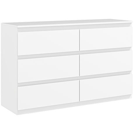 easycomfort easycomfort cassettiera 6 cassetti per camera da letto in legno con guide in metallo 120x39x75 cm bianco