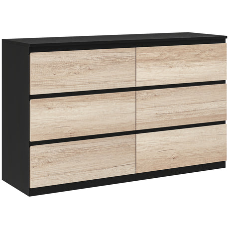 easycomfort easycomfort cassettiera 6 cassetti per camera da letto in legno con guide in metallo 120x39x75 cm nera e color legno