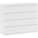 easycomfort easycomfort cassettiera 8 cassetti per camera da letto in legno con maniglie scanalate 120x39x100 cm bianco