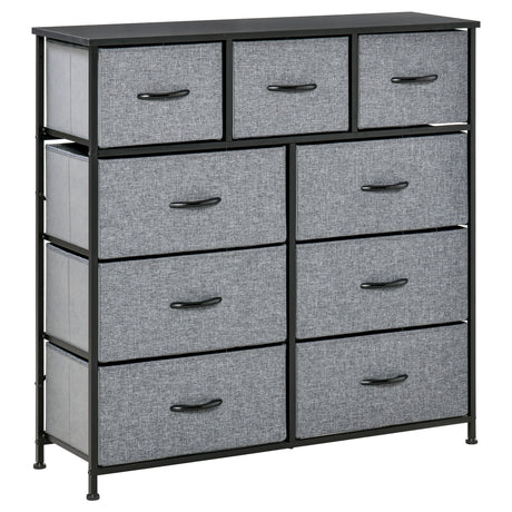 easycomfort easycomfort cassettiera con 9 cassetti in tessuto pieghevoli e struttura in acciaio e legno 100x30x100cm nero e grigio