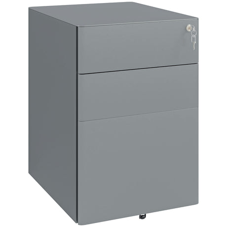 easycomfort easycomfort cassettiera da ufficio 3 cassetti in acciaio con serratura e rotelle 39x48x59cm grigio