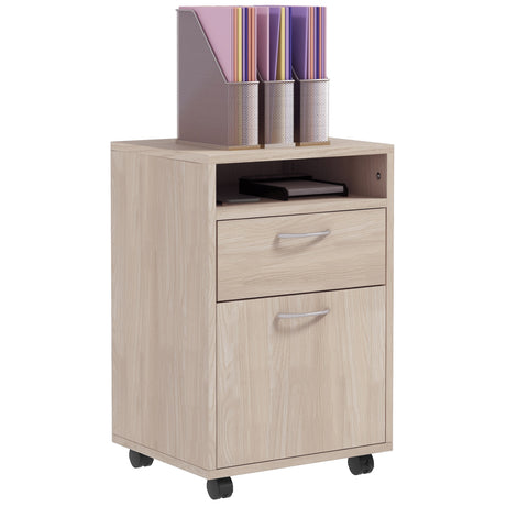 easycomfort easycomfort cassettiera da ufficio portadocumenti con ripiano aperto e 2 cassetti in legno e metallo 40x35x60 cm rovere