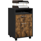 easycomfort easycomfort cassettiera portadocumenti con cassetto e ripiano 4 ruote 40x35x60cm marrone e nero