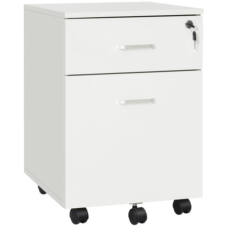 easycomfort easycomfort cassettiera ufficio a 2 cassetti con serratura e 5 ruote in truciolato 40x49x58 cm bianco