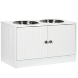 easycomfort easycomfort ciotole per cani rialzate con armadietto da 44l e 2 ciotole in acciaio 60x30x35 5cm bianco