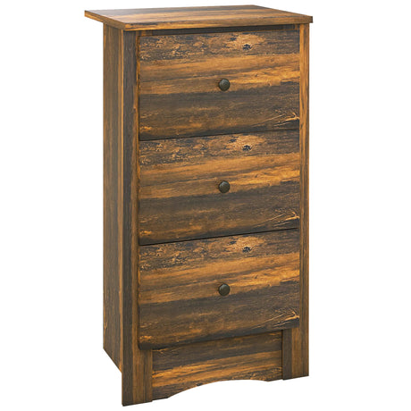 easycomfort easycomfort comodino con 3 cassetti dallo stile rustico in legno 40x30x74 cm marrone
