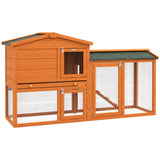 easycomfort easycomfort conigliera a 2 piani da esterno in legno di abete e filo di metallo 150x45x85 cm arancione
