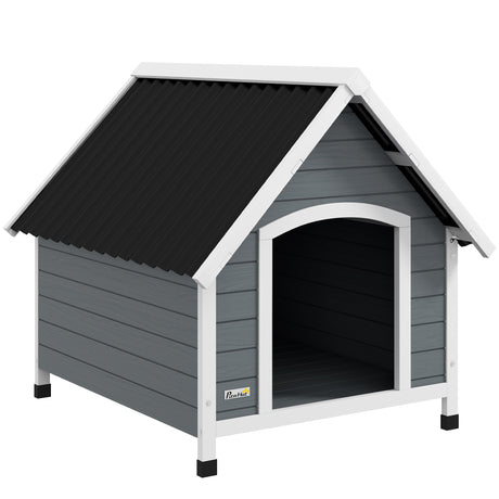 easycomfort easycomfort cuccia per cani in legno da esterno casetta per cani grandi con pavimento rimovibile 84x99x87cm grigio