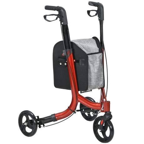 easycomfort easycomfort deambulatore ad altezza regolabile con 3 ruote e tasca portaoggetti in alluminio 68x68x86 5 99 cm rosso