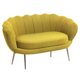 easycomfort easycomfort divanetto 2 posti in stile industrial chic in tessuto effetto velluto e metallo 130x77x77 cm giallo