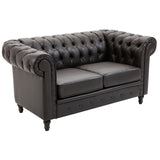 easycomfort easycomfort divano 2 posti in stile chesterfield in pelle pu con cuscino rimovibile 160x84x80 cm nero
