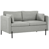 easycomfort easycomfort divano 2 posti per soggiorno in tessuto effetto lino e acciaio con tasche laterali 143x73x77cm grigio